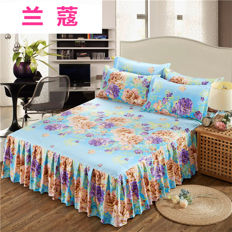 Lớn màu đỏ bông đơn giường váy cưới ba mảnh ren giường 1.8 / 2.0 giường bông bụi váy giường đẹp	