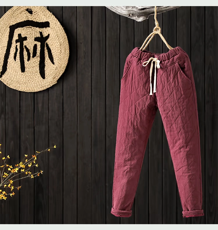 [Giải phóng mặt bằng vào cuối mùa 2 miếng nửa giá] quần cotton nữ cotton và vải lanh dày chân thoải mái co giãn eo harem quần