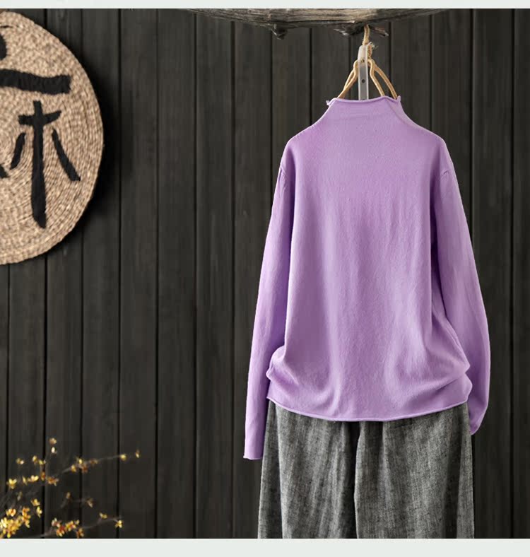 [Giải phóng mặt bằng vào cuối mùa 2 giá nửa] thêu nửa cổ cao chạm đáy áo len nữ áo len rộng rãi áo len đáy áo len gile