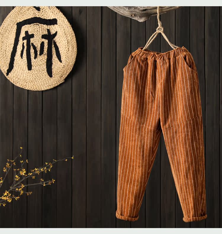 [Kết thúc giải phóng mặt bằng 2 mảnh rưỡi giá] quần nhung kẻ sọc rộng, quần cotton dày, quần thun nữ thắt lưng quần áo nữ