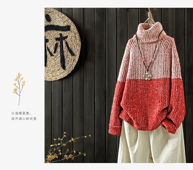 Indigo gốc 2018 mới văn học Hàn Quốc retro rộng áo len dày cổ cao chạm đáy áo sơ mi nữ màu sắc phù hợp với áo len áo len nữ giá rẻ