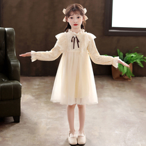 Girls princess dress autumn dress autumn 2021 new childrens foreign style long sleeve dress female baby net gauze little girl skirt