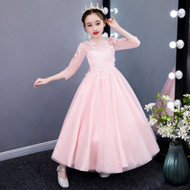 Girls princess dress winter dress foreign childrens dress performance autumn and winter dress long sleeve gauze dress winter performance skirt