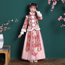 Girls Hanfu Autumn and Winter Chinese Style Childrens Antiquities Dress Winter Childrens Wear Girls New Year Tang Dress Thick Winter Clothes