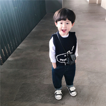 Childrens mother Boy girl core yarn dinosaur vest Mens and womens baby knitted vest vest Childrens top autumn