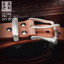 Zhao Nam Leather Belt 925 Silver Belt Buckle Handmade Custom Head Layer Bull Leather Strap Custom Genuine Leather Belt Mens Pants Belt