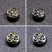 Pure copper solid financial cloth buckle New Fashion vintage petal decoration nail cloth buckle accessories Qianyi leather goods