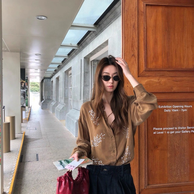 Jingru Summer New Collection Exquisite Heavy-Duty Rhinestone-Cut Copper Ammonia Silk Shirt J901