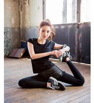 New Korean black yoga clothing womens fitness pants tight bottoming elastic fake two sports running yoga trousers