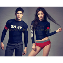 New couple navy blue letter snorkeling clothes long sleeve sunscreen thin Conservative belly surfing suit swimsuit swimsuit