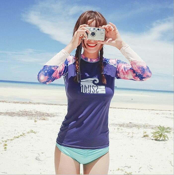 2020 new long sleeves sunscreen Sports fitness Slim Conservative Cover of Colour Printed Surfing Diving Suit Women