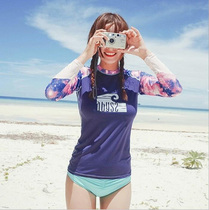 2020 new long sleeve sunscreen sports fitness slim Conservative belly color print surf diving suit women