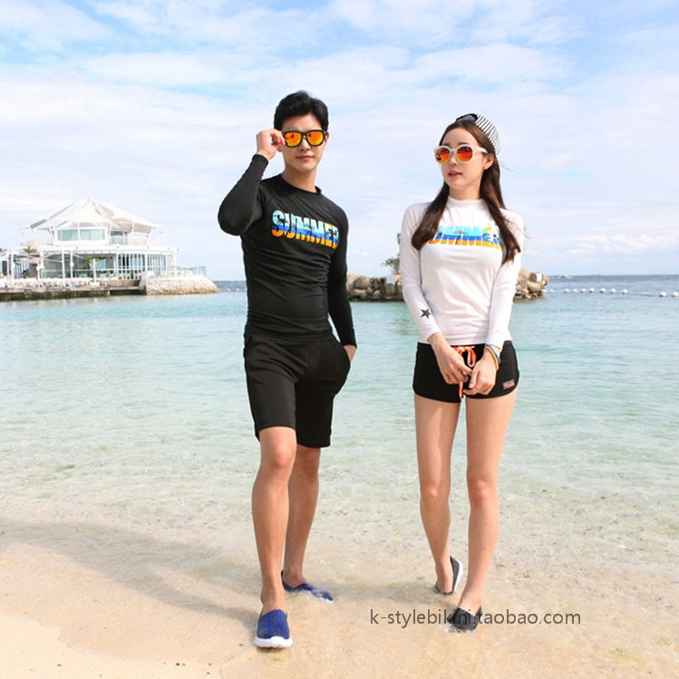 2019 Korea new male and female couples beach pants 4 corners pants 50% pants knitted elastic body pants casual shorts