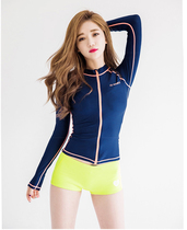 New long sleeve sunscreen bathing suit sports fitness zipper surf clothes floating clothes navy blue boxer jellyfish women