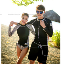 South Koreas new lovers Thousand bird-style printed long sleeve sunscreen Split Conservative Flat Corner Shorts Surf Wetsuit Swimsuit