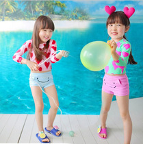 New baby long sleeve sunscreen bikini boxer color shorts toddler print cute girl children swimsuit