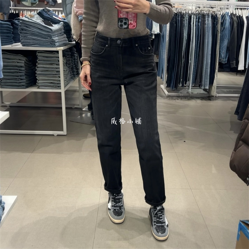 Fleece-Lined Thick Lee High-Waisted Loose Tapered 411 Denim Women's Pants Lwb100411100611-A08879