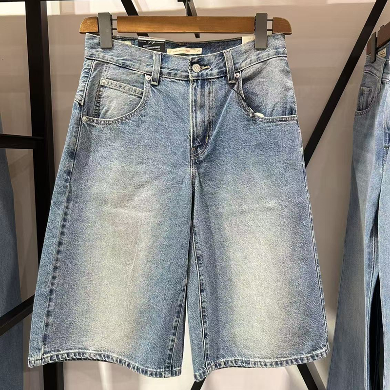 Levis American Street Style Baggy Loose Wide-Leg Straight Women's Shorts 005Dt-0002