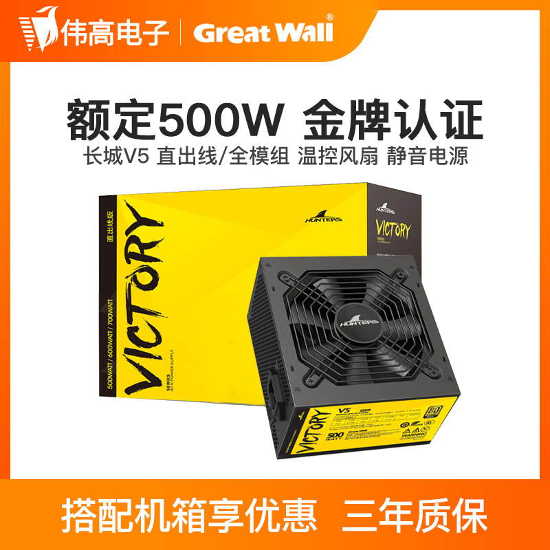 Great Wall Power V5 V6 rated 500W 600W desktop gold power supply full module White host power supply