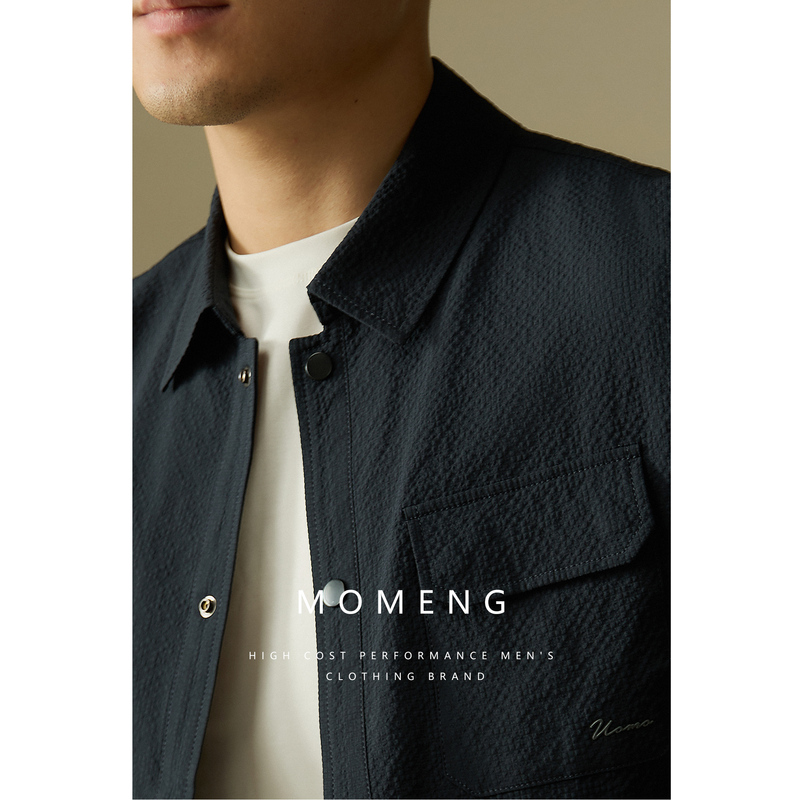 【Foreign Trade Counter】Denxeex Business Casual Jacket Men's Turn-Down Collar Lightweight Bubble Yarn Commuter Coat