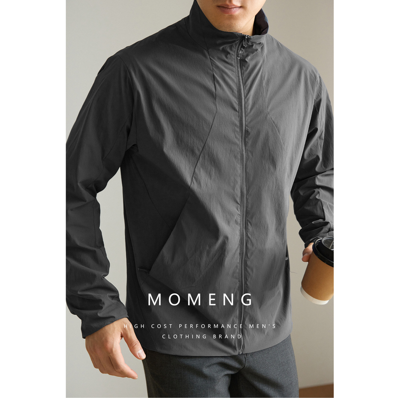 [Traveler Series] Thin, Lightweight Spring and Autumn Stand-Up Collar Twill Windproof Jacket, Business Executive Coat for Commuting