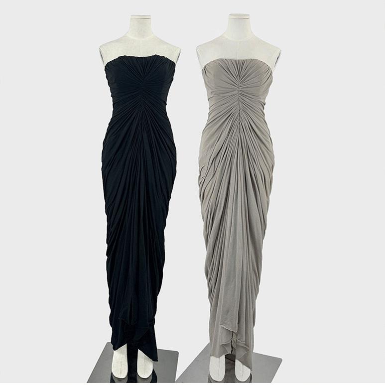 Dark High Street Style New Draped Pleated Long Skirt, Tight-Fitting Corset Backless Dress, Long Formal Dress