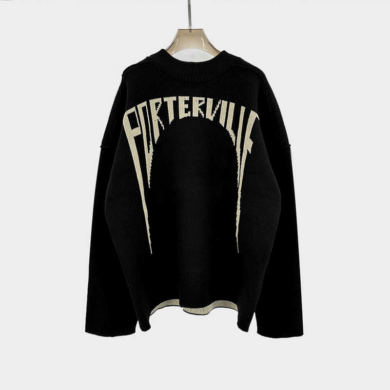 Dark Ro Style New Letter Design Unisex Loose Lazy Trendy Fashion Unisex Knitted Sweater