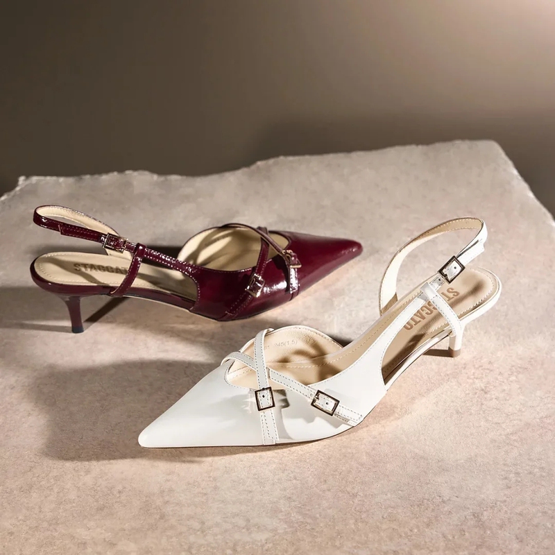 Scatto 2024 Autumn Authentic Special Price Genuine Leather Pointed Toe Cream High Heels Closed-Toe Sandals S6681Ch4