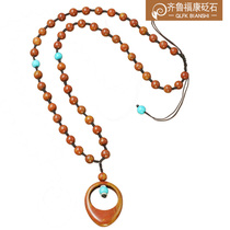 Natural Sibin Fugui Red Stone Necklace Peacock Eye Collar Men and Womens Meridian Cervical Health Care