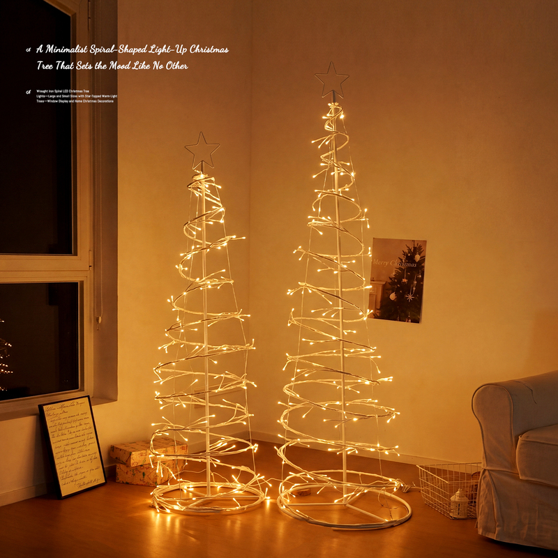 Led Spiral-Shaped Christmas Tree Lights Indoor Decorative Lights Warm White Festive Atmosphere Lights Christmas Atmosphere Gifts