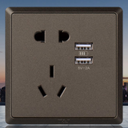 TJ one two three pole socket with dual USB power supply(2A)