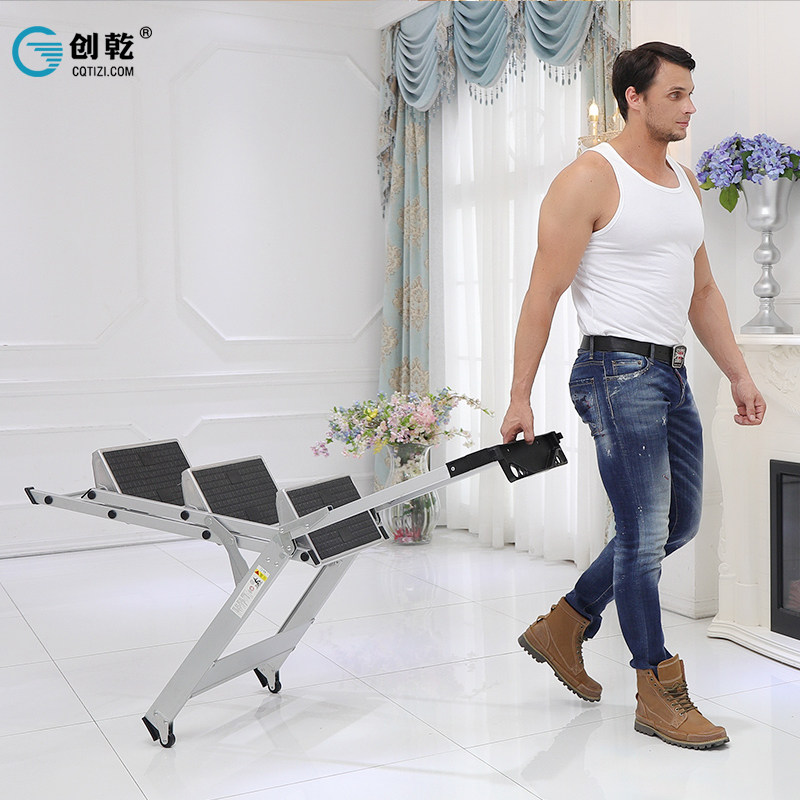 Manufacturer Direct sales Home folding aluminium alloy Thickened Stool herringbone ladders Single side ladders Wound Dry four steps