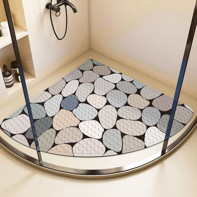 Suction Cup Fan-Shaped Bathroom Anti-Slip Mat, Anti-Fall Floor Mat, Shower Room Eco-Friendly Toilet Bathroom Wall-Mountable Foot Mat
