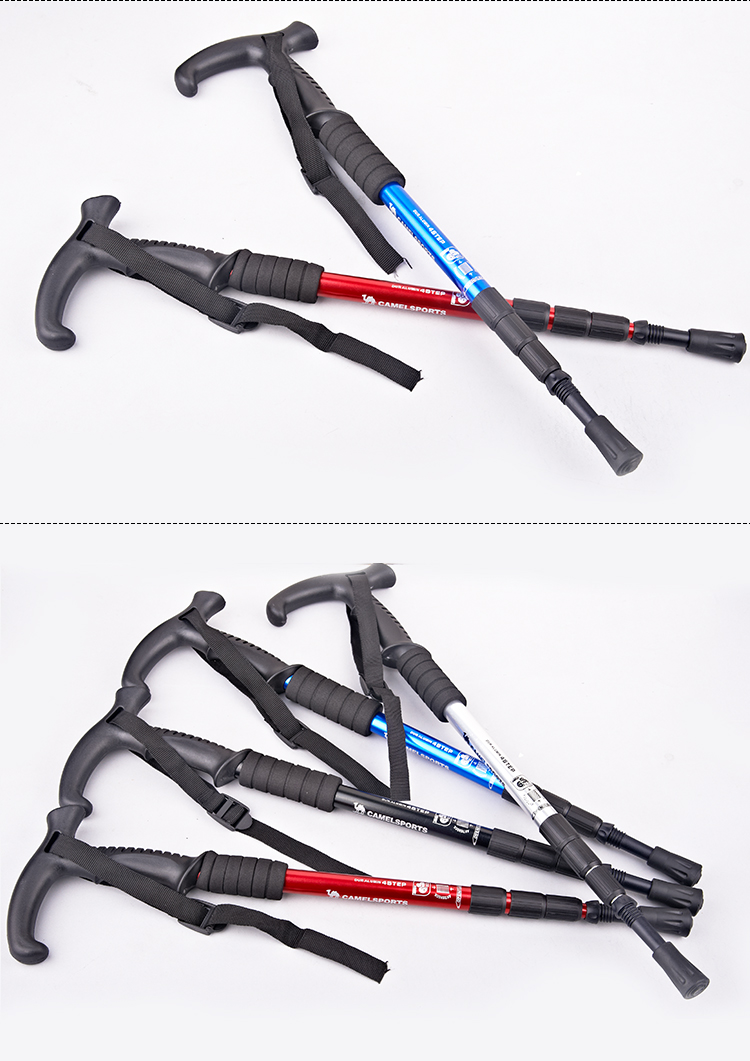Lạc đà ngoài trời trekking cực đi bộ đường dài bốn phần hình chữ T telescopic stick siêu nhẹ tuổi walking stick PK carbon gậy leo núi naturehike
