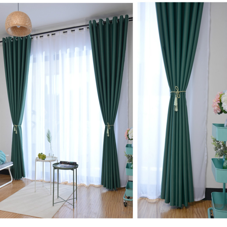 Dark Green Blackout Curtains for Balcony, Finished Product for Living Room Background, Restaurant, Hotel Room, Stage, Stylish Peacock Blue-Green Dark Green Blackout Curtains for Balcony, Finished Product for Living Room Background, Restaurant, Hotel Room, Stage, Stylish Peacock Blue-Green