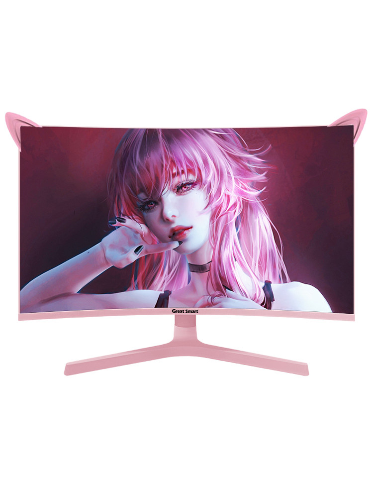 Pink 27-inch curved surface monitor girl heart desktop computer gaming game home HD live projection screen