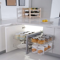 Corner Pull Basket Stainless Steel Kitchen Cabinet Pull Basket Full Open All-Show Little Monsters Four Floors Basket Corner Pull Basket