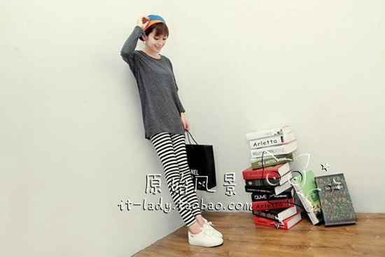 Mùa thu và mùa đông quần legging sọc đen sọc trắng cộng với quần nhung dày quần thun nữ co giãn mỏng và dài cộng với size chân quần ống suông nữ đẹp