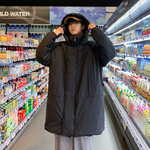 Tide, японский длинный демисезонный пуховик, трендовая куртка, средней длины, увеличенная толщина, в корейском стиле