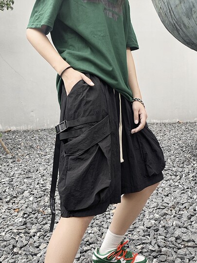 Streamer large pocket design shorts men's European and American trendy brand handsome five-point pants street versatile functional overalls