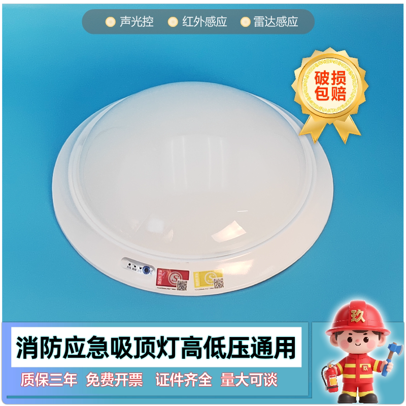 Fire Emergency Ceiling Light Led Sound and Light Control Radar Human Body Sensor Factory Shopping Mall 24-220V High and Low Voltage Universal