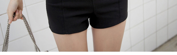 Quần short cạp cao màu đen hè 2018 mới của sinh viên Hàn Quốc hoang dã skinny mỏng mặc quần thun ống rộng ống quần quần sooc nữ xếp li
