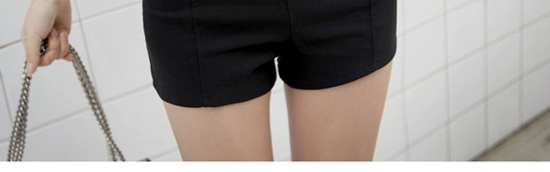 Quần short cạp cao màu đen hè 2018 mới của sinh viên Hàn Quốc hoang dã skinny mỏng mặc quần thun ống rộng ống quần shop quần áo nữ