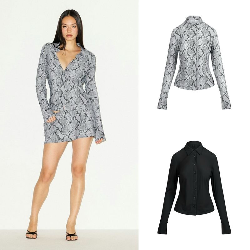 Skims Cling Matte Long Sleeve Button up Snake Print Long Sleeve Shirt Jacket
