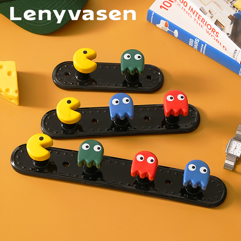 Lenyvasen Ghost Ceramic Wall Hook No Punch Home Decoration Hook Load-Bearing Door Behind Entrance Hanging Clothes Adhesive Hook