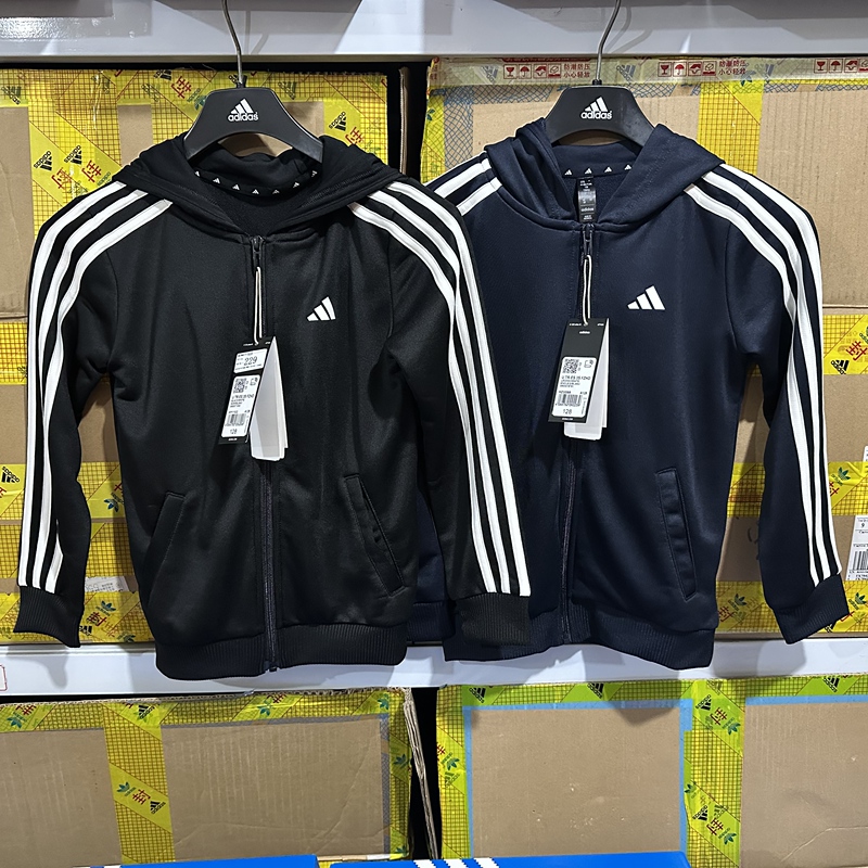 Adidas Adidas Big Kids' Jacket Spring Classic Sports Striped Hooded Jacket Hy1102 Hz0088 Adidas Adidas Big Kids' Jacket Spring Classic Sports Striped Hooded Jacket Hy1102 Hz0088