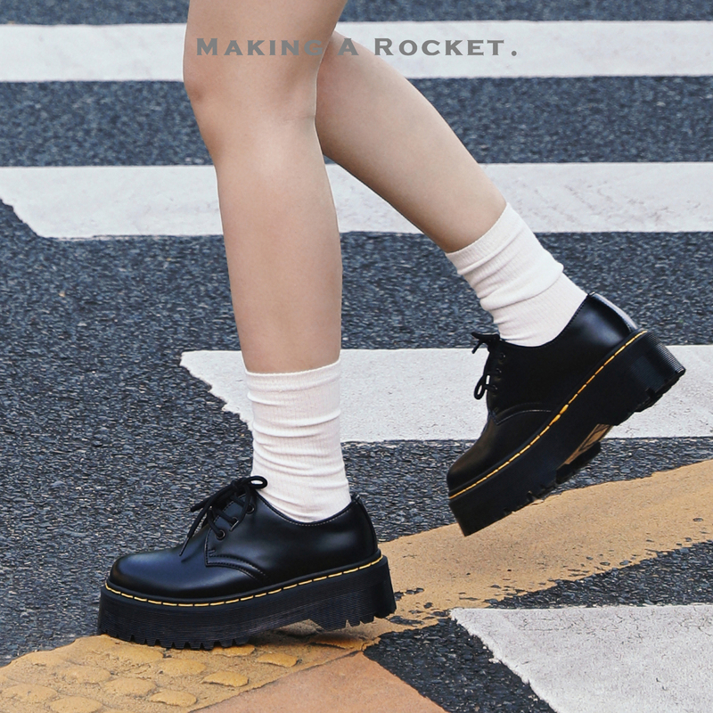 Flight Plan Couple Style Round-Toe Low-Top Martin Shoes British Style Lace-Up Shoes Height-Increasing Thick-Soled Black Leather Shoes Flight Plan Couple Style Round-Toe Low-Top Martin Shoes British Style Lace-Up Shoes Height-Increasing Thick-Soled Black Leather Shoes