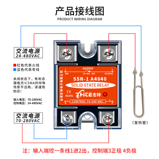 Zhite SSR 소형 단상 40A 솔리드 스테이트 릴레이 220V AC 제어 AC 380V 솔리드 스테이트 모듈 40AC