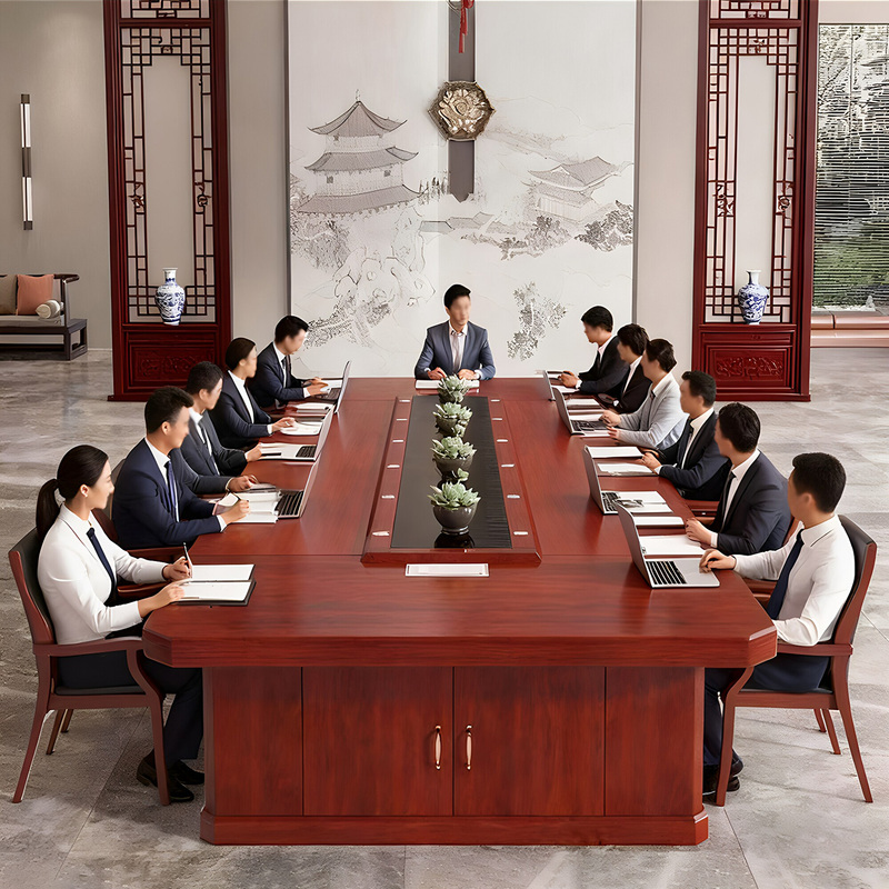 Large Conference Table Long Table Paint Training Table Solid Wood Office Conference Room High-End Rectangular Negotiation Table and Chair Combination Large Conference Table Long Table Paint Training Table Solid Wood Office Conference Room High-End Rectangular Negotiation Table and Chair Combination