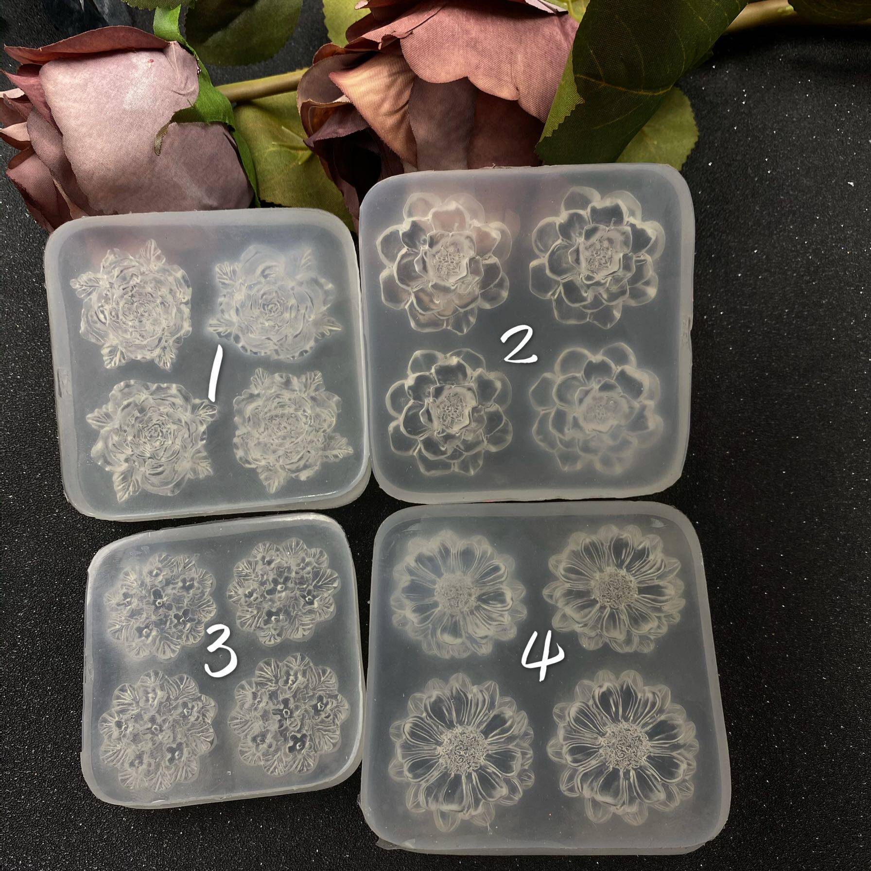 Shanghai Jiadi hand made 4 lids flower mold frosted surface handmade mold silicone mold DIY drop glue fragrant lavender